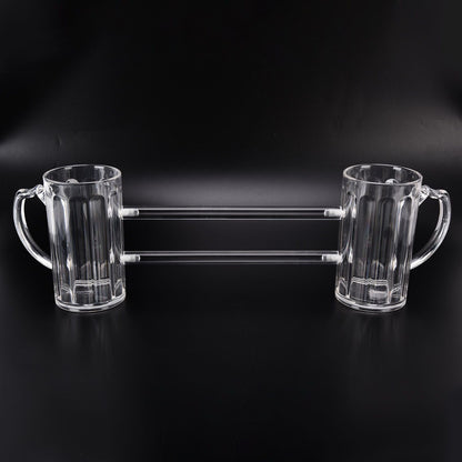 Beer Mug Siamese Anti Drop Exquisite Ergonomics Handle Glass Beer Stein with Connection Tubes for KTV Bar V1294-YM0523-3118210319111