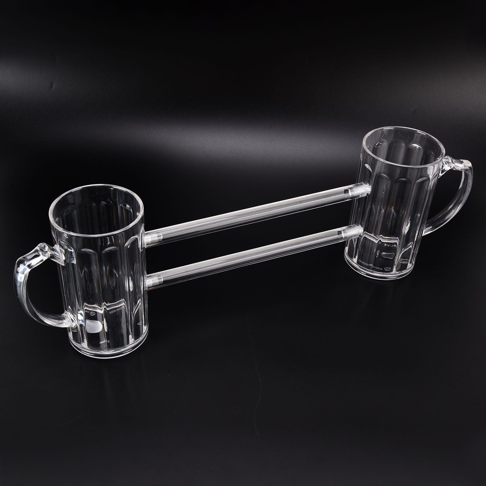 Beer Mug Siamese Anti Drop Exquisite Ergonomics Handle Glass Beer Stein with Connection Tubes for KTV Bar V1294-YM0523-3118210319111