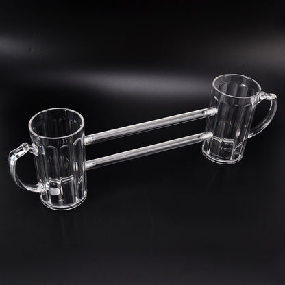 Beer Mug Siamese Anti Drop Exquisite Ergonomics Handle Glass Beer Stein with Connection Tubes for KTV Bar V1294-YM0523-3118210319111