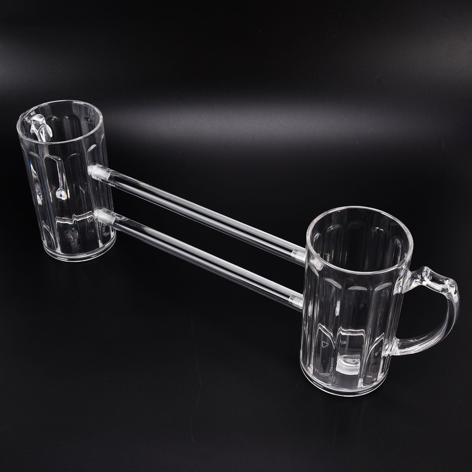 Beer Mug Siamese Anti Drop Exquisite Ergonomics Handle Glass Beer Stein with Connection Tubes for KTV Bar V1294-YM0523-3118210319111
