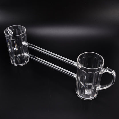 Beer Mug Siamese Anti Drop Exquisite Ergonomics Handle Glass Beer Stein with Connection Tubes for KTV Bar V1294-YM0523-3118210319111