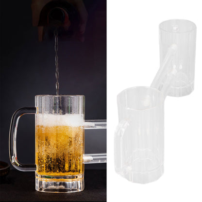 Beer Mug Acrylic Double Conjoined Beer Glass with Handle for Bar KTV Game Competition 430ml / 14.5oz V1294-YM0523-3118210319911
