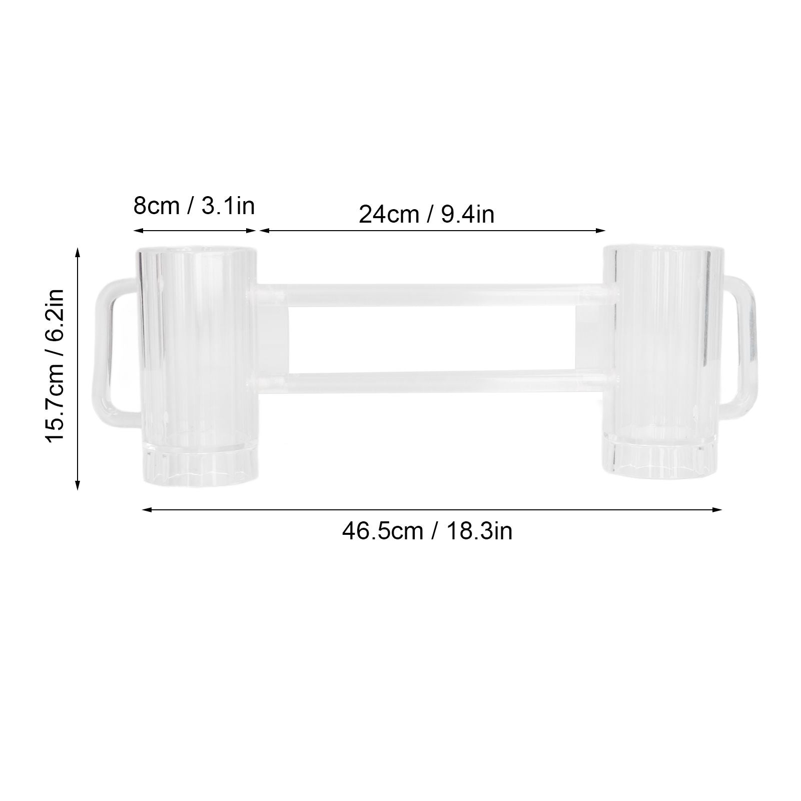 Beer Mug Acrylic Double Conjoined Beer Glass with Handle for Bar KTV Game Competition 430ml / 14.5oz V1294-YM0523-3118210319911
