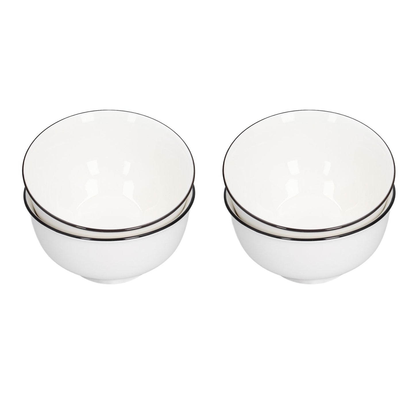 4PCS 6in Soup Bowl White Ceramic Noodle Bowl Eco Friendly Rice Bowl for Kitchen Restaurant V1294-YM0523-3118210320011