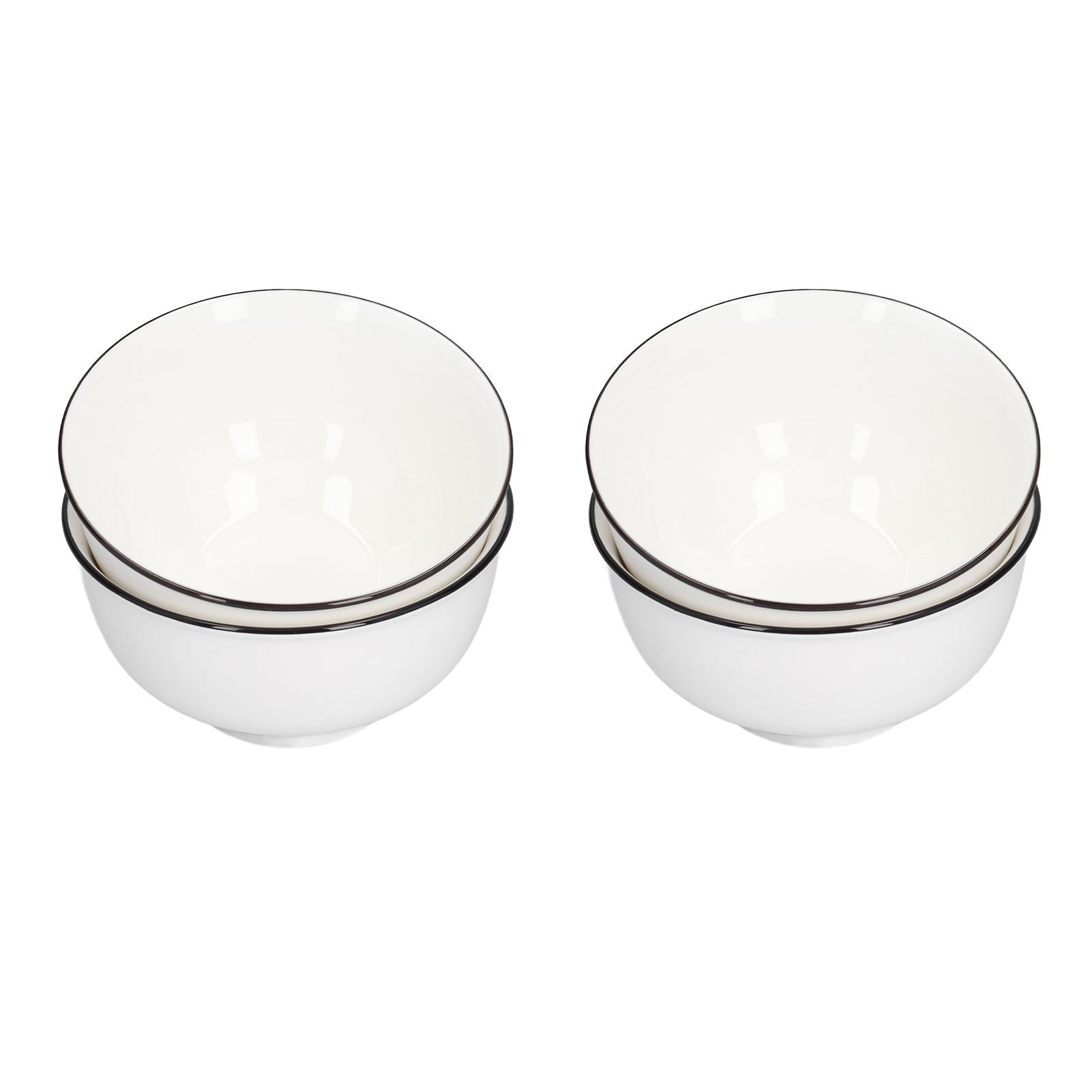4PCS 6in Soup Bowl White Ceramic Noodle Bowl Eco Friendly Rice Bowl for Kitchen Restaurant V1294-YM0523-3118210320011