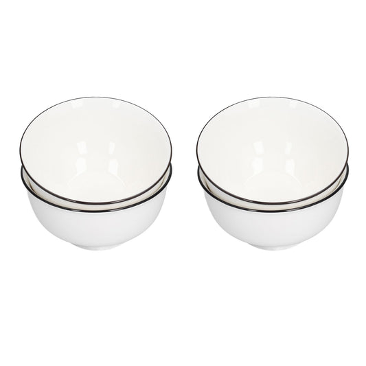 4PCS 6in Soup Bowl White Ceramic Noodle Bowl Eco Friendly Rice Bowl for Kitchen Restaurant V1294-YM0523-3118210320011