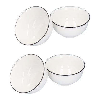 4PCS 6in Soup Bowl White Ceramic Noodle Bowl Eco Friendly Rice Bowl for Kitchen Restaurant V1294-YM0523-3118210320011