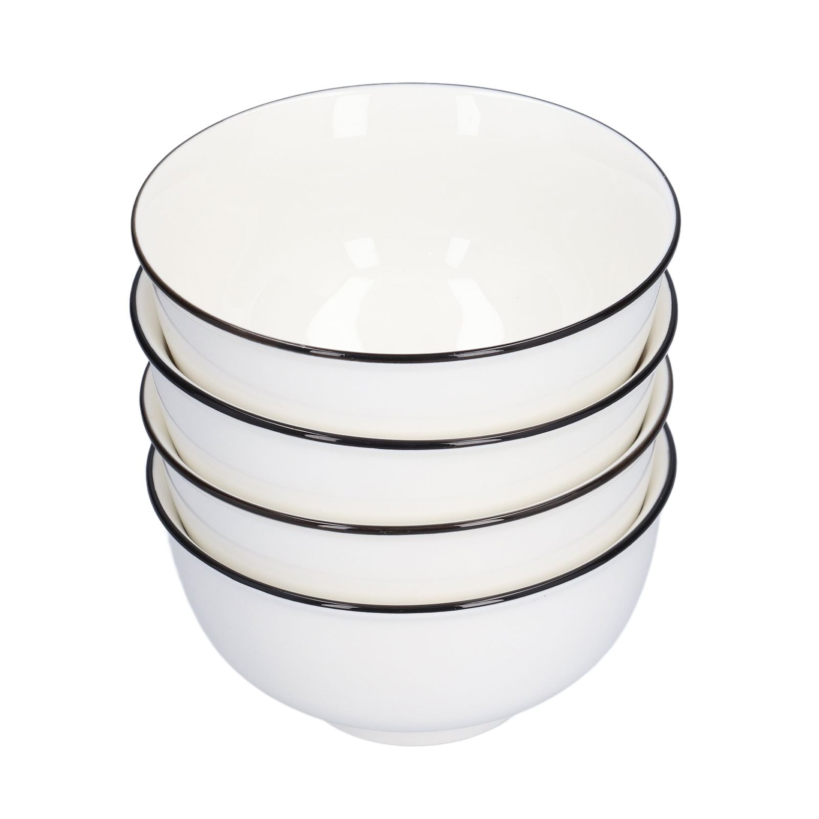 4PCS 6in Soup Bowl White Ceramic Noodle Bowl Eco Friendly Rice Bowl for Kitchen Restaurant V1294-YM0523-3118210320011