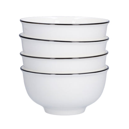 4PCS 6in Soup Bowl White Ceramic Noodle Bowl Eco Friendly Rice Bowl for Kitchen Restaurant V1294-YM0523-3118210320011