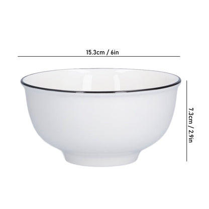 4PCS 6in Soup Bowl White Ceramic Noodle Bowl Eco Friendly Rice Bowl for Kitchen Restaurant V1294-YM0523-3118210320011