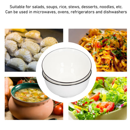 4PCS 6in Soup Bowl White Ceramic Noodle Bowl Eco Friendly Rice Bowl for Kitchen Restaurant V1294-YM0523-3118210320011