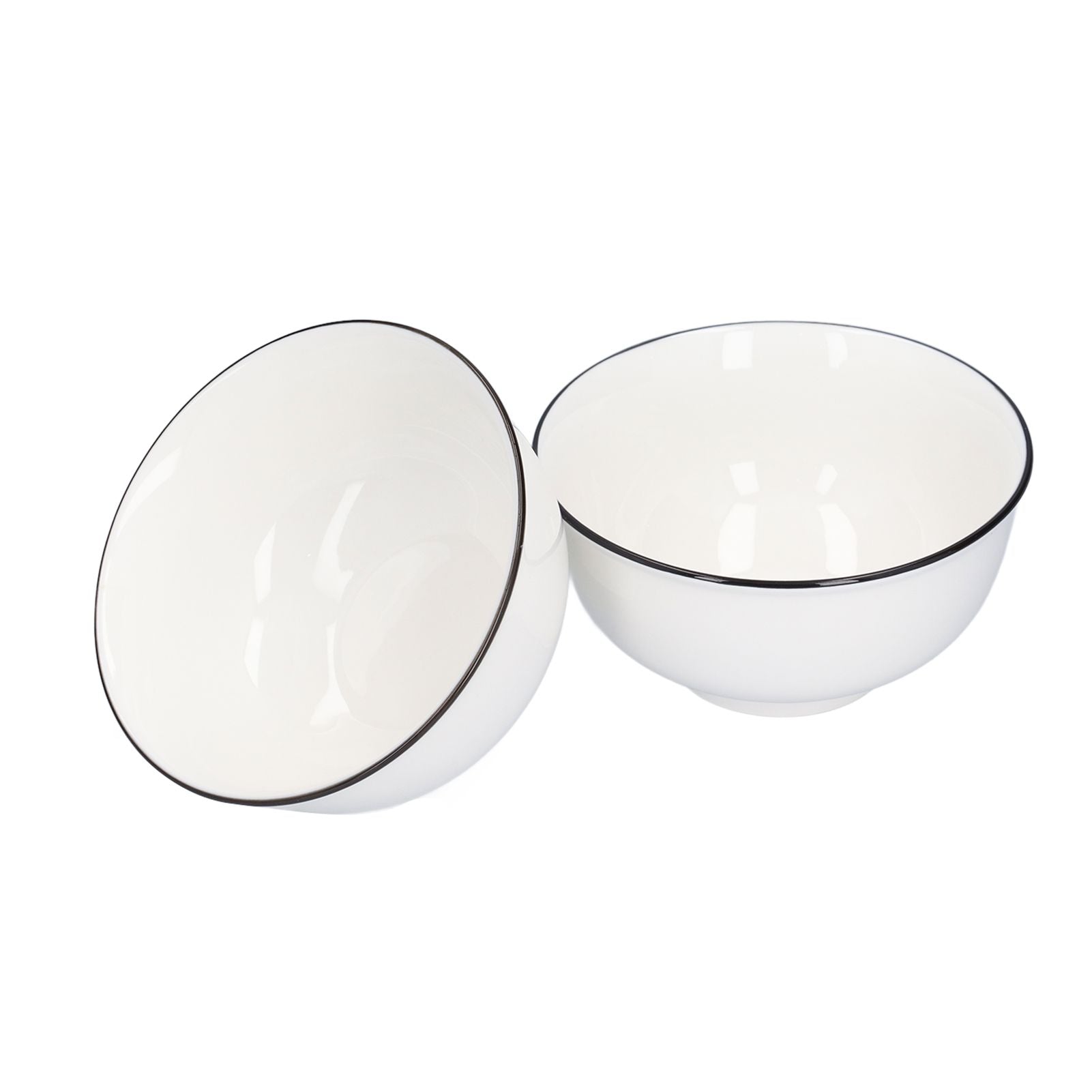 4PCS 6in Soup Bowl White Ceramic Noodle Bowl Eco Friendly Rice Bowl for Kitchen Restaurant V1294-YM0523-3118210320011