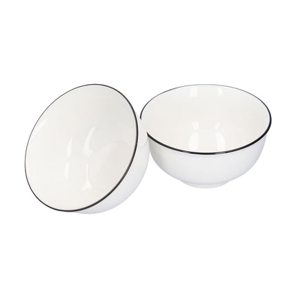 4PCS 6in Soup Bowl White Ceramic Noodle Bowl Eco Friendly Rice Bowl for Kitchen Restaurant V1294-YM0523-3118210320011