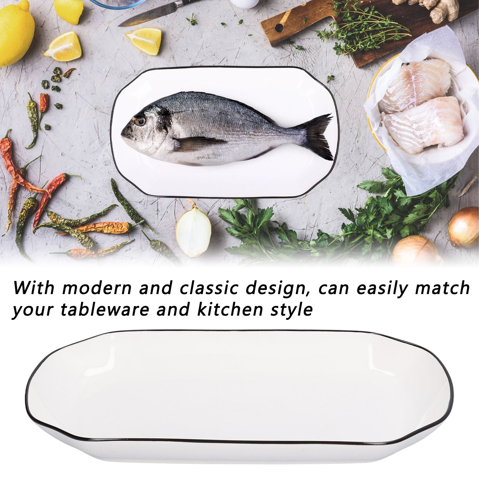 12in Dinner Plate Dish 550ml White Ceramic Noodle Soup Fish Plate Kitchen Tableware for Restaurant V1294-YM0523-3118210320311