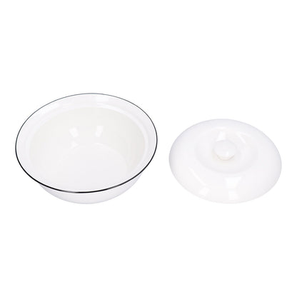 9in Soup Bowl with Lid Large Capacity 1500ml Stew Bowl Harmless White Ceramic Kitchen Bowl V1294-YM0523-3118210320411