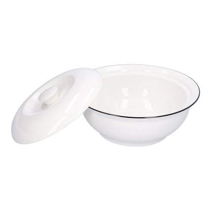 9in Soup Bowl with Lid Large Capacity 1500ml Stew Bowl Harmless White Ceramic Kitchen Bowl V1294-YM0523-3118210320411
