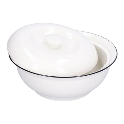 9in Soup Bowl with Lid Large Capacity 1500ml Stew Bowl Harmless White Ceramic Kitchen Bowl V1294-YM0523-3118210320411