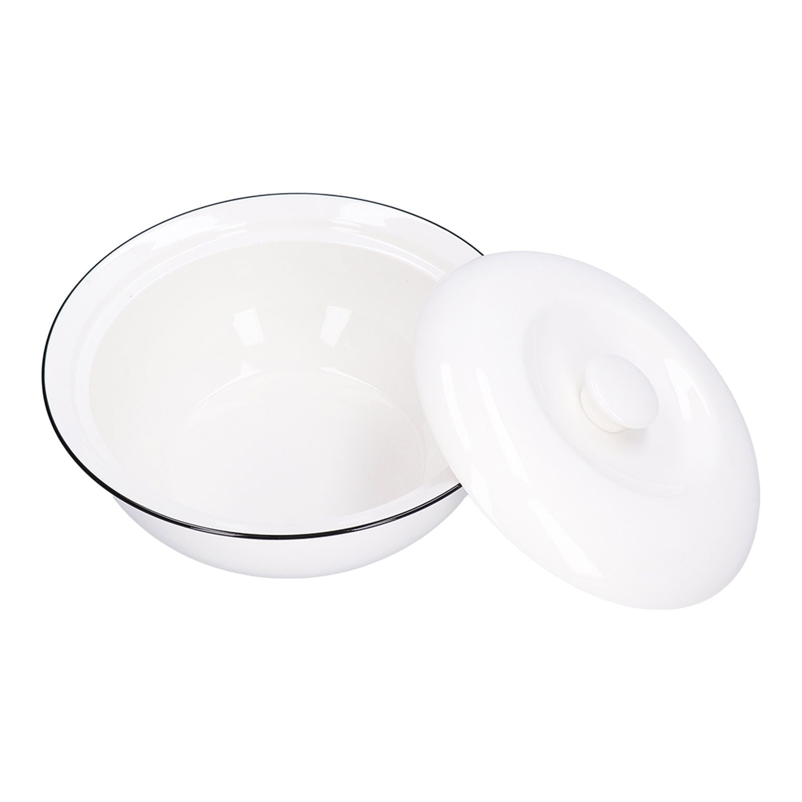 9in Soup Bowl with Lid Large Capacity 1500ml Stew Bowl Harmless White Ceramic Kitchen Bowl V1294-YM0523-3118210320411