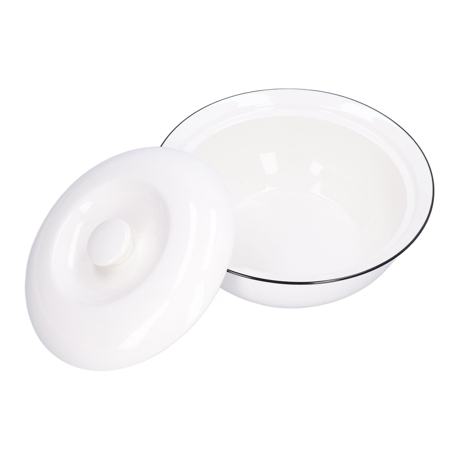 9in Soup Bowl with Lid Large Capacity 1500ml Stew Bowl Harmless White Ceramic Kitchen Bowl V1294-YM0523-3118210320411
