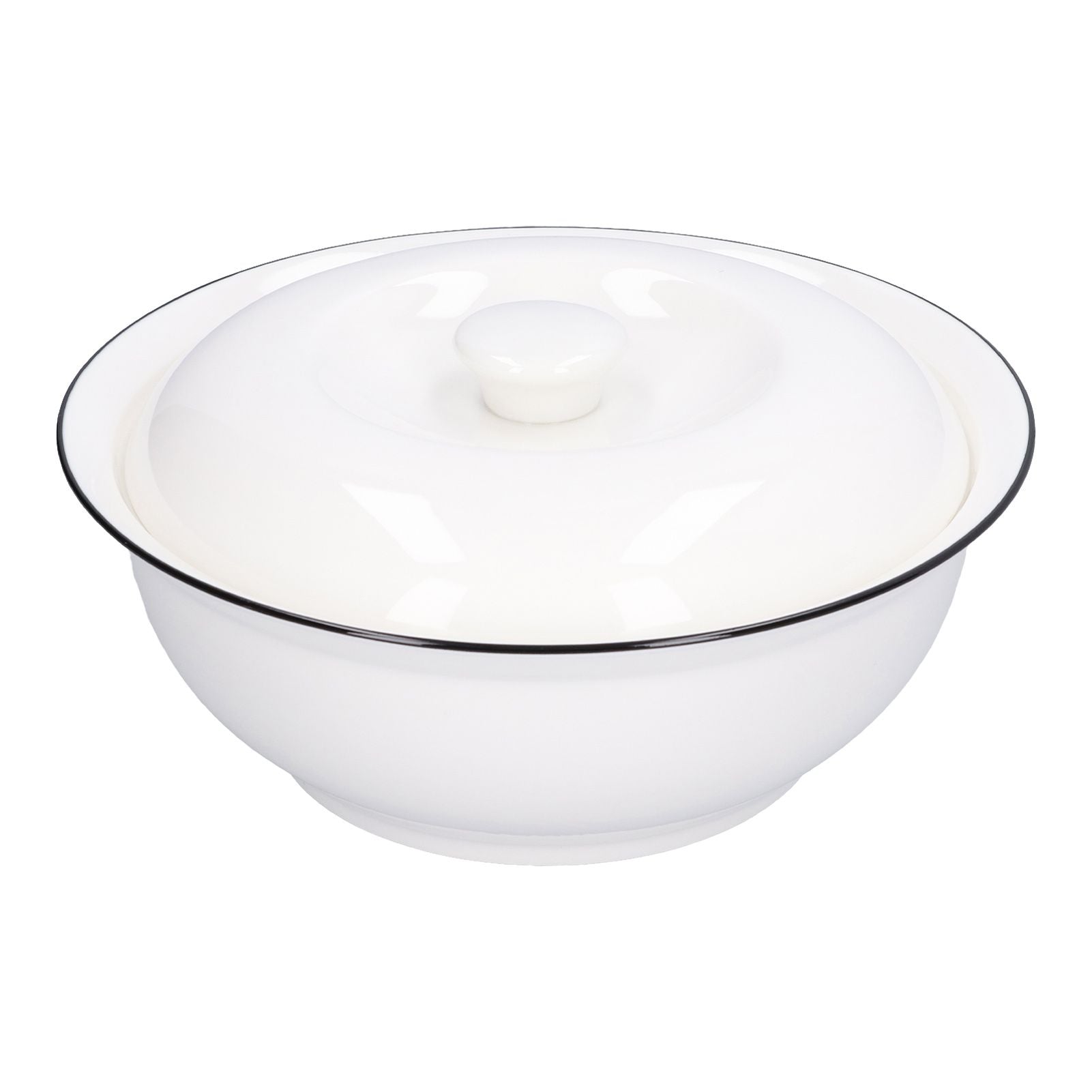 9in Soup Bowl with Lid Large Capacity 1500ml Stew Bowl Harmless White Ceramic Kitchen Bowl V1294-YM0523-3118210320411
