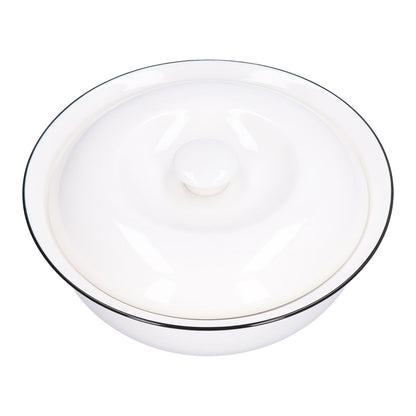 9in Soup Bowl with Lid Large Capacity 1500ml Stew Bowl Harmless White Ceramic Kitchen Bowl V1294-YM0523-3118210320411
