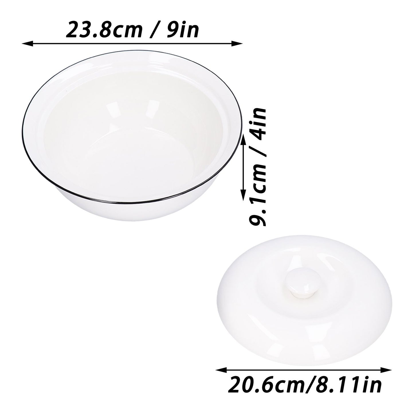 9in Soup Bowl with Lid Large Capacity 1500ml Stew Bowl Harmless White Ceramic Kitchen Bowl V1294-YM0523-3118210320411