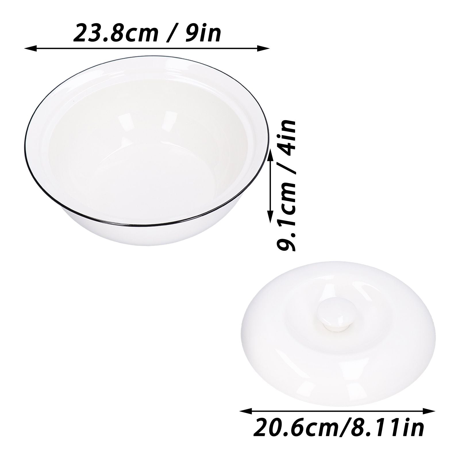 9in Soup Bowl with Lid Large Capacity 1500ml Stew Bowl Harmless White Ceramic Kitchen Bowl V1294-YM0523-3118210320411