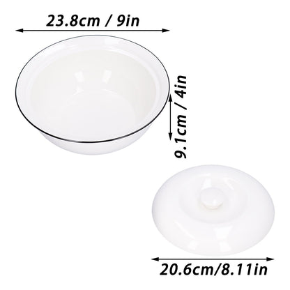9in Soup Bowl with Lid Large Capacity 1500ml Stew Bowl Harmless White Ceramic Kitchen Bowl V1294-YM0523-3118210320411