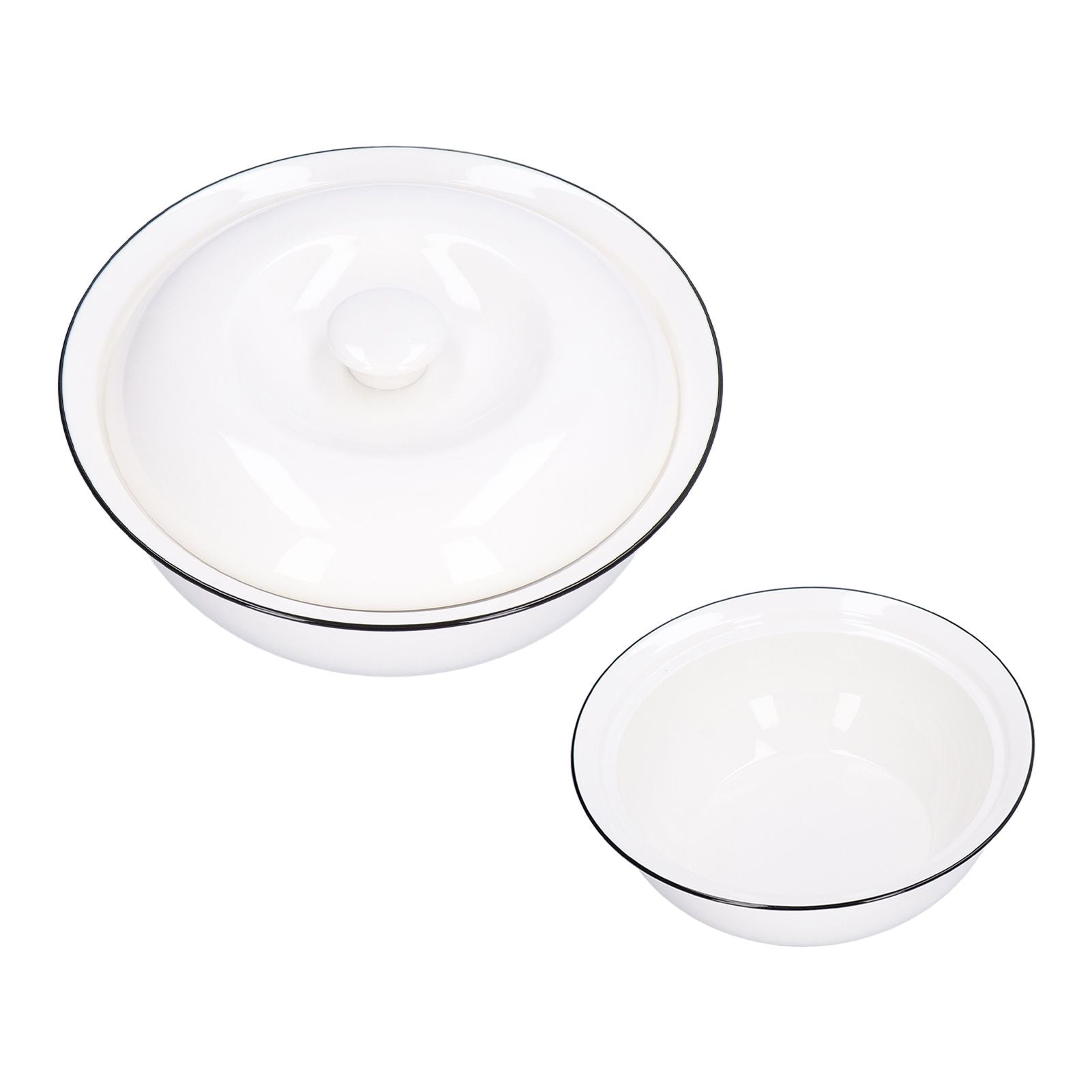 9in Soup Bowl with Lid Large Capacity 1500ml Stew Bowl Harmless White Ceramic Kitchen Bowl V1294-YM0523-3118210320411