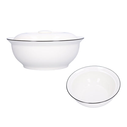9in Soup Bowl with Lid Large Capacity 1500ml Stew Bowl Harmless White Ceramic Kitchen Bowl V1294-YM0523-3118210320411