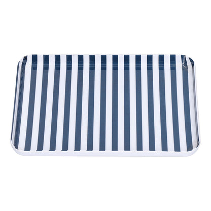 Fruit Tray Blue White Stripe Melamine Safe Environmentally Friendly Colourfast Dessert Platter for Restaurant V1294-YM0523-3118210320511