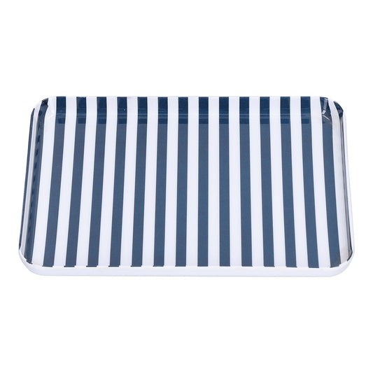 Fruit Tray Blue White Stripe Melamine Safe Environmentally Friendly Colourfast Dessert Platter for Restaurant V1294-YM0523-3118210320511