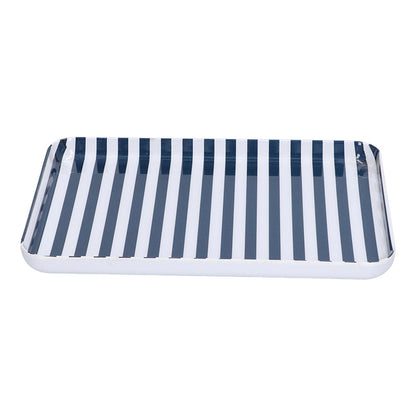 Fruit Tray Blue White Stripe Melamine Safe Environmentally Friendly Colourfast Dessert Platter for Restaurant V1294-YM0523-3118210320511