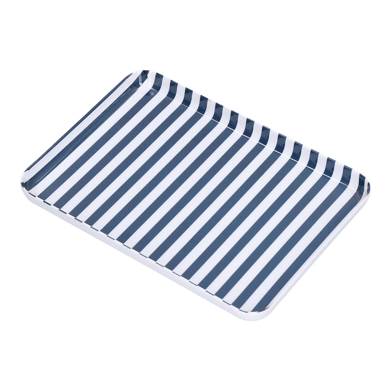 Fruit Tray Blue White Stripe Melamine Safe Environmentally Friendly Colourfast Dessert Platter for Restaurant V1294-YM0523-3118210320511