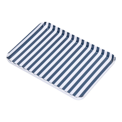 Fruit Tray Blue White Stripe Melamine Safe Environmentally Friendly Colourfast Dessert Platter for Restaurant V1294-YM0523-3118210320511