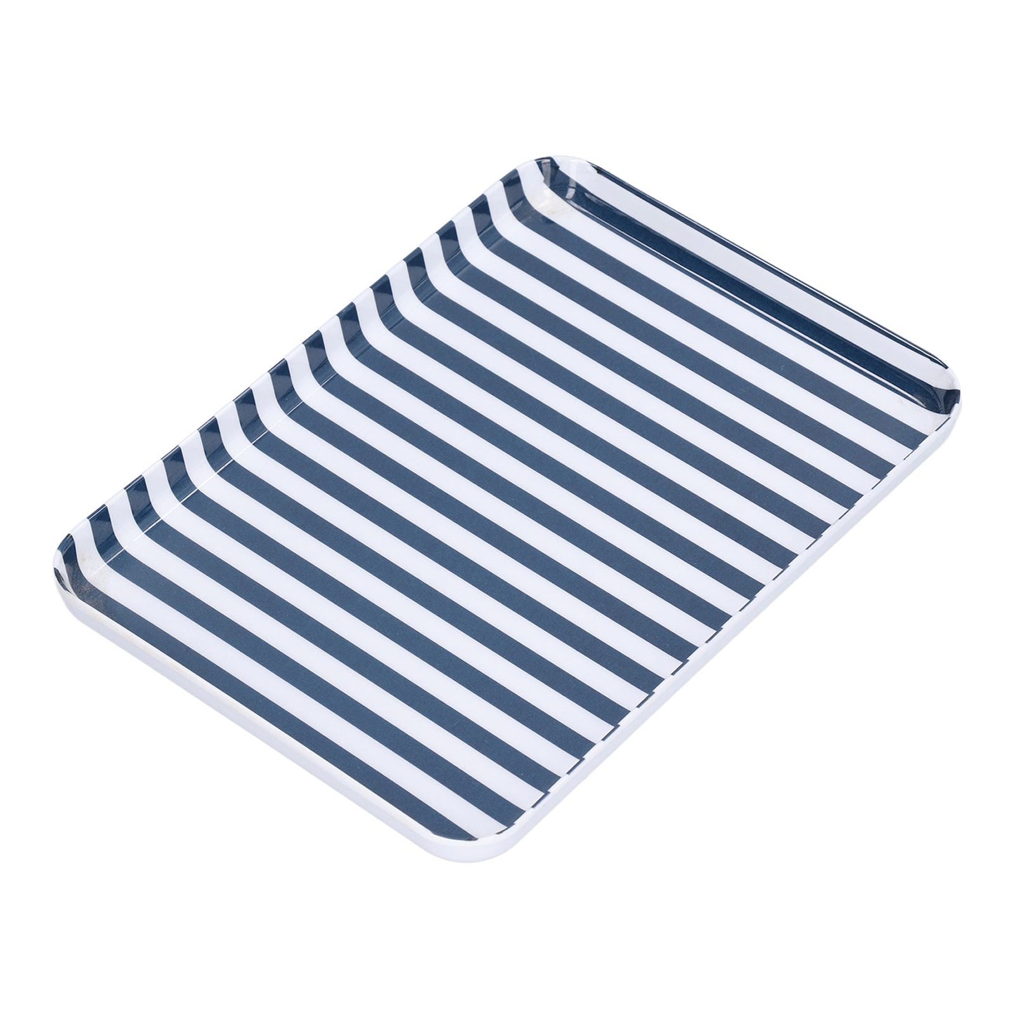 Fruit Tray Blue White Stripe Melamine Safe Environmentally Friendly Colourfast Dessert Platter for Restaurant V1294-YM0523-3118210320511