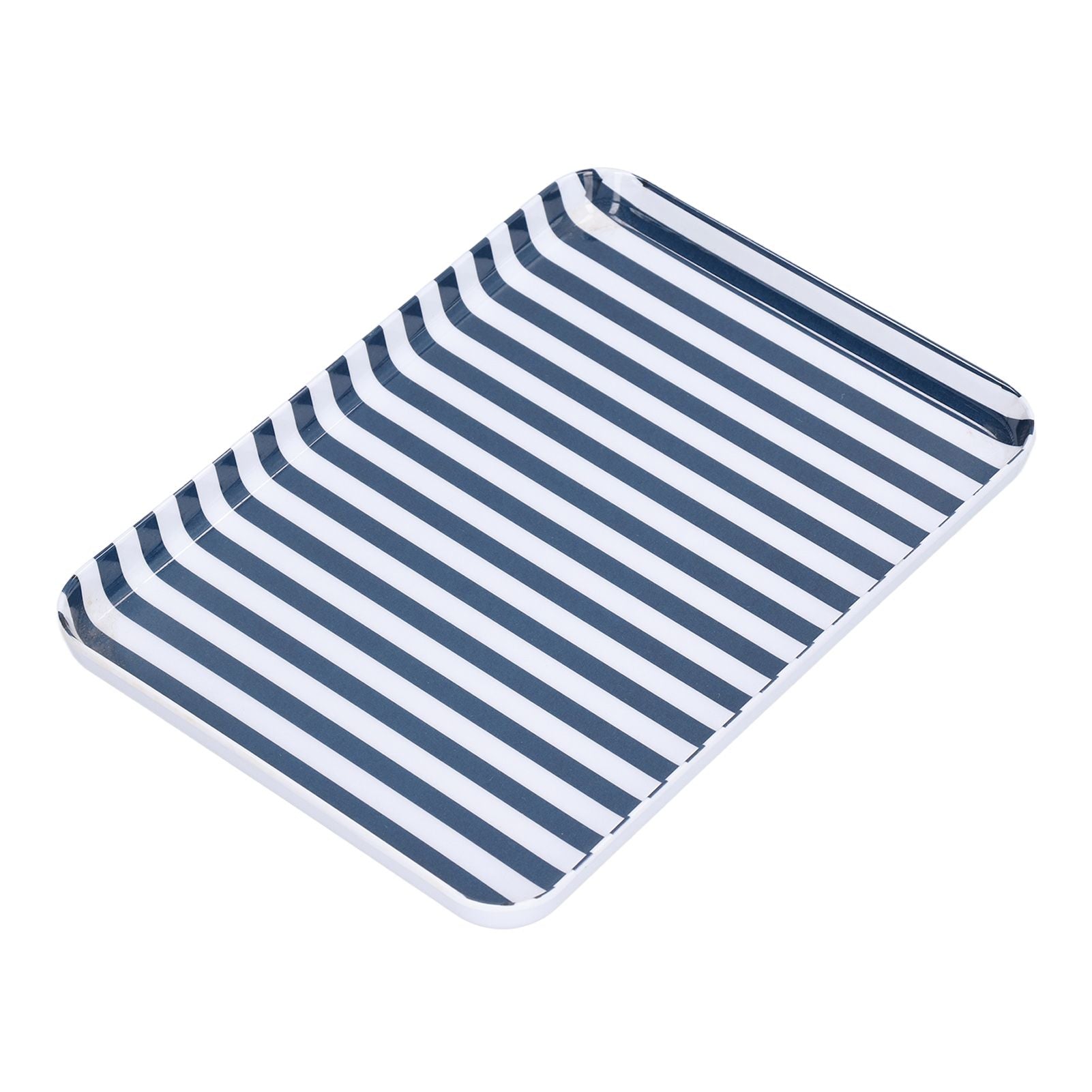 Fruit Tray Blue White Stripe Melamine Safe Environmentally Friendly Colourfast Dessert Platter for Restaurant V1294-YM0523-3118210320511