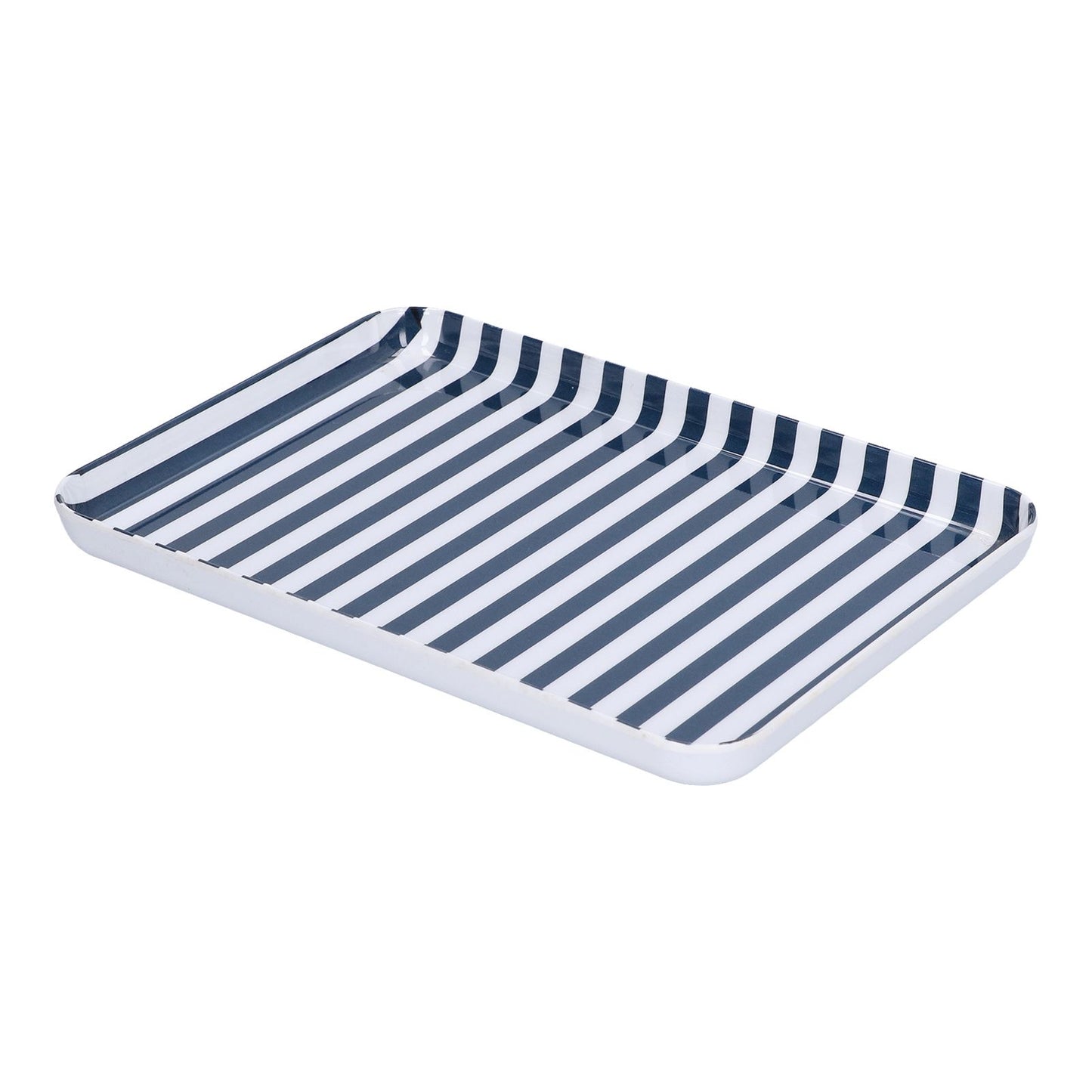 Fruit Tray Blue White Stripe Melamine Safe Environmentally Friendly Colourfast Dessert Platter for Restaurant V1294-YM0523-3118210320511