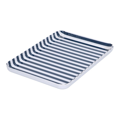 Fruit Tray Blue White Stripe Melamine Safe Environmentally Friendly Colourfast Dessert Platter for Restaurant V1294-YM0523-3118210320511