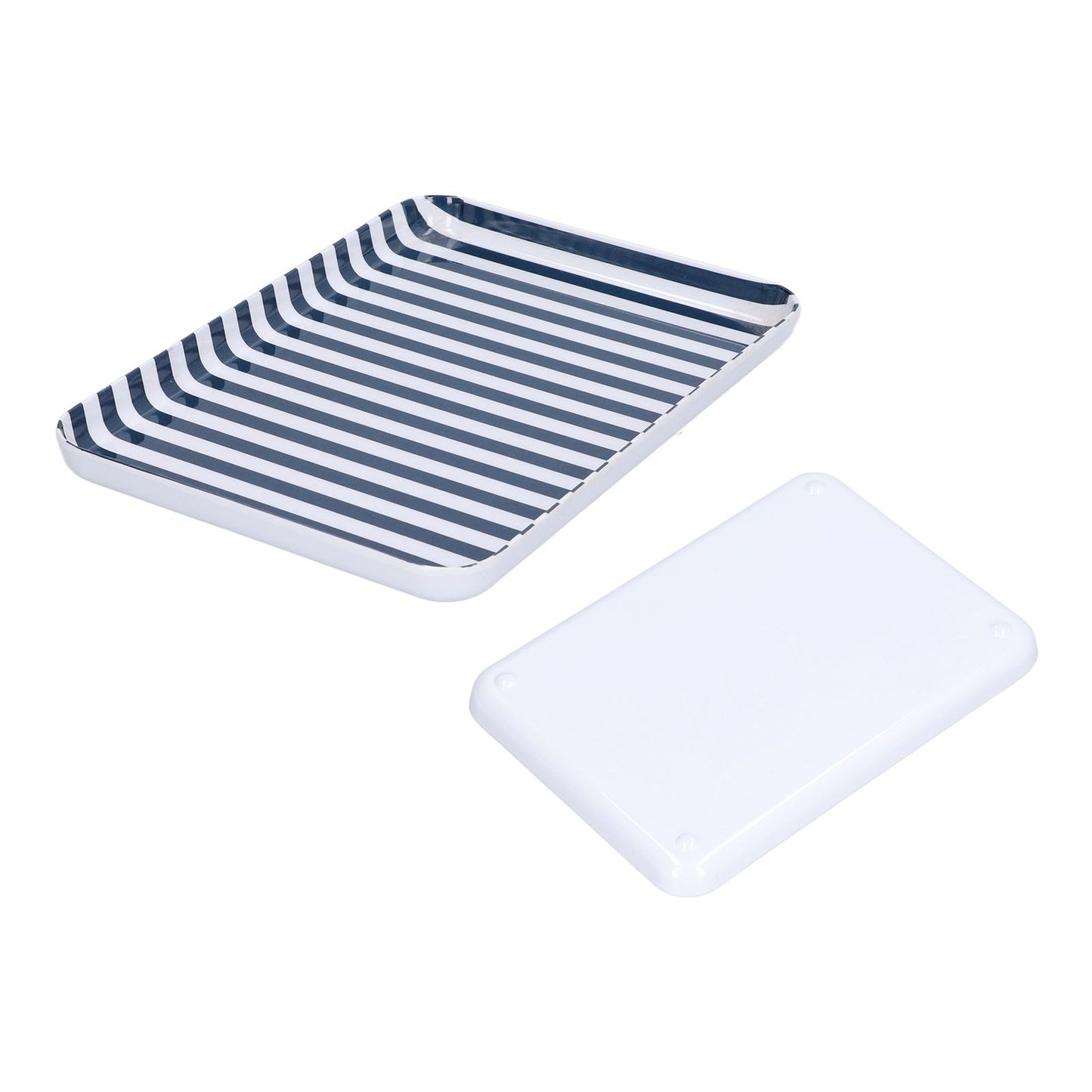 Fruit Tray Blue White Stripe Melamine Safe Environmentally Friendly Colourfast Dessert Platter for Restaurant V1294-YM0523-3118210320511