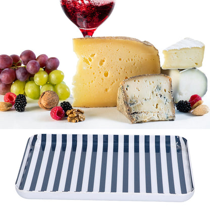 Fruit Tray Blue White Stripe Melamine Safe Environmentally Friendly Colourfast Dessert Platter for Restaurant V1294-YM0523-3118210320511