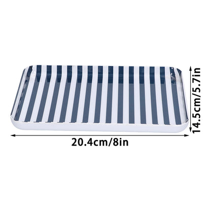 Fruit Tray Blue White Stripe Melamine Safe Environmentally Friendly Colourfast Dessert Platter for Restaurant V1294-YM0523-3118210320511