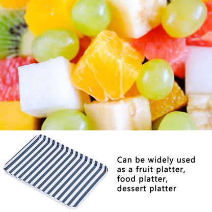 Fruit Tray Blue White Stripe Melamine Safe Environmentally Friendly Colourfast Dessert Platter for Restaurant V1294-YM0523-3118210320511