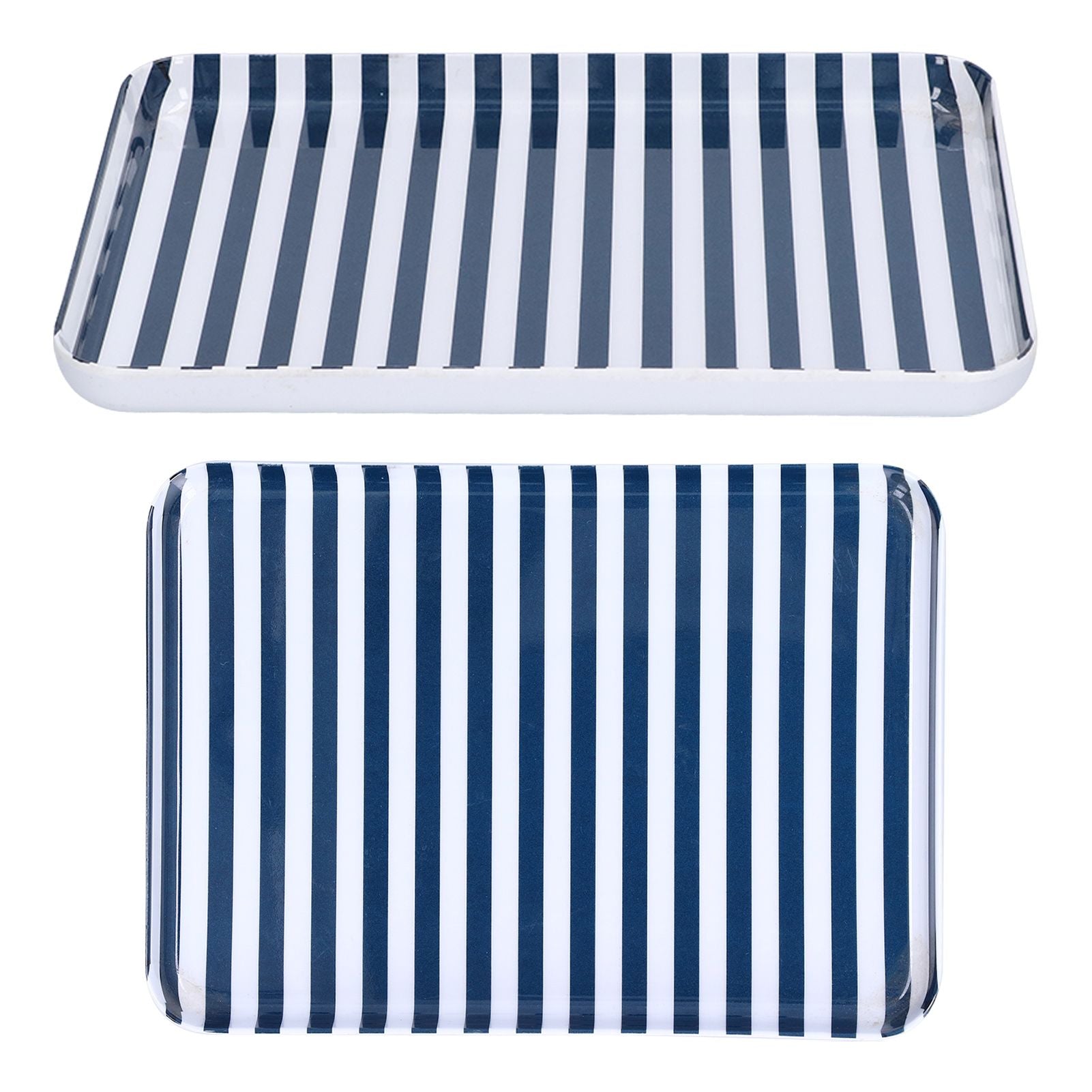 Fruit Tray Blue White Stripe Melamine Safe Environmentally Friendly Colourfast Dessert Platter for Restaurant V1294-YM0523-3118210320511