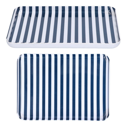 Fruit Tray Blue White Stripe Melamine Safe Environmentally Friendly Colourfast Dessert Platter for Restaurant V1294-YM0523-3118210320511