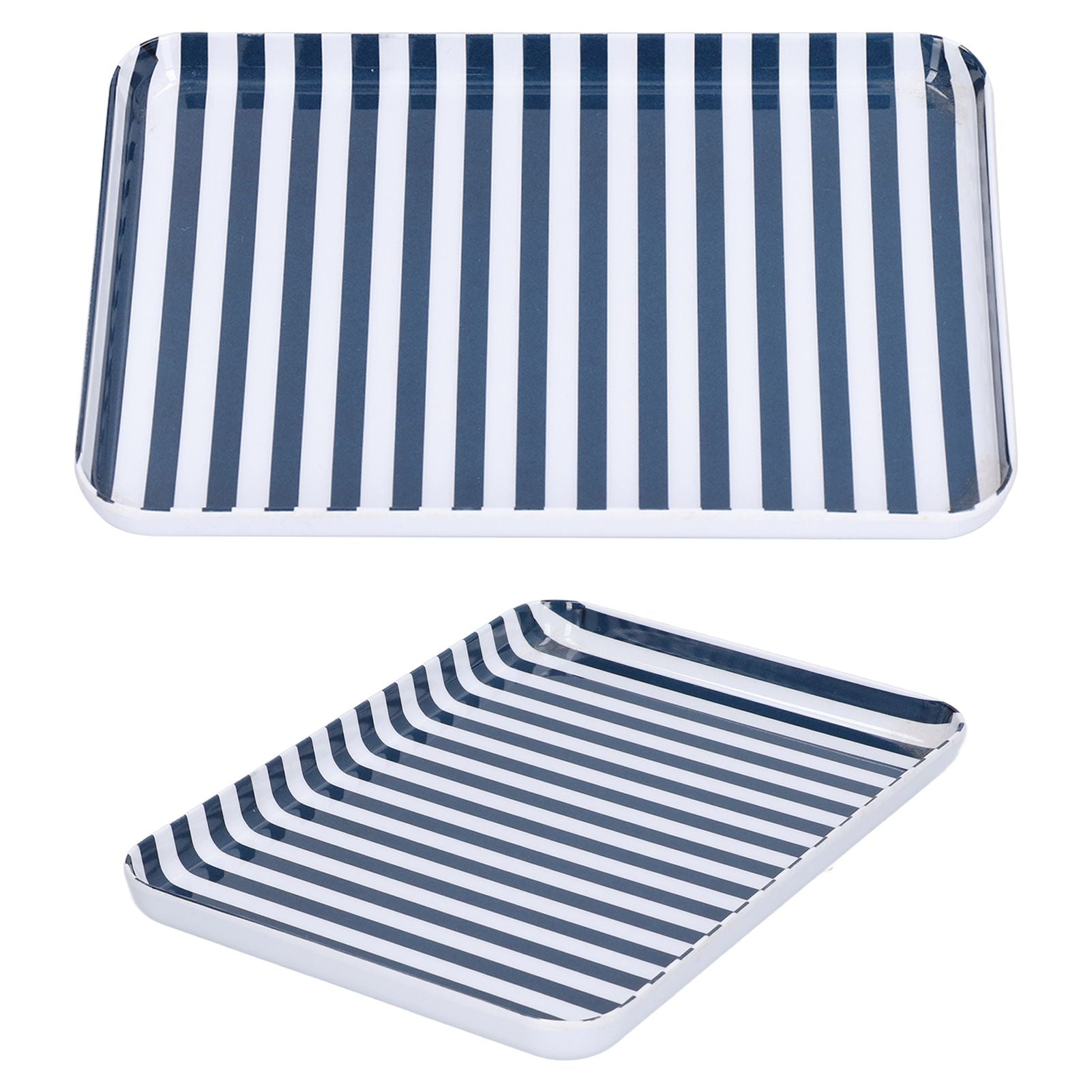 Fruit Tray Blue White Stripe Melamine Safe Environmentally Friendly Colourfast Dessert Platter for Restaurant V1294-YM0523-3118210320511