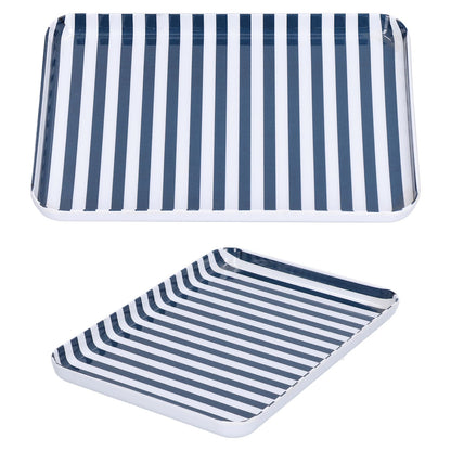Fruit Tray Blue White Stripe Melamine Safe Environmentally Friendly Colourfast Dessert Platter for Restaurant V1294-YM0523-3118210320511