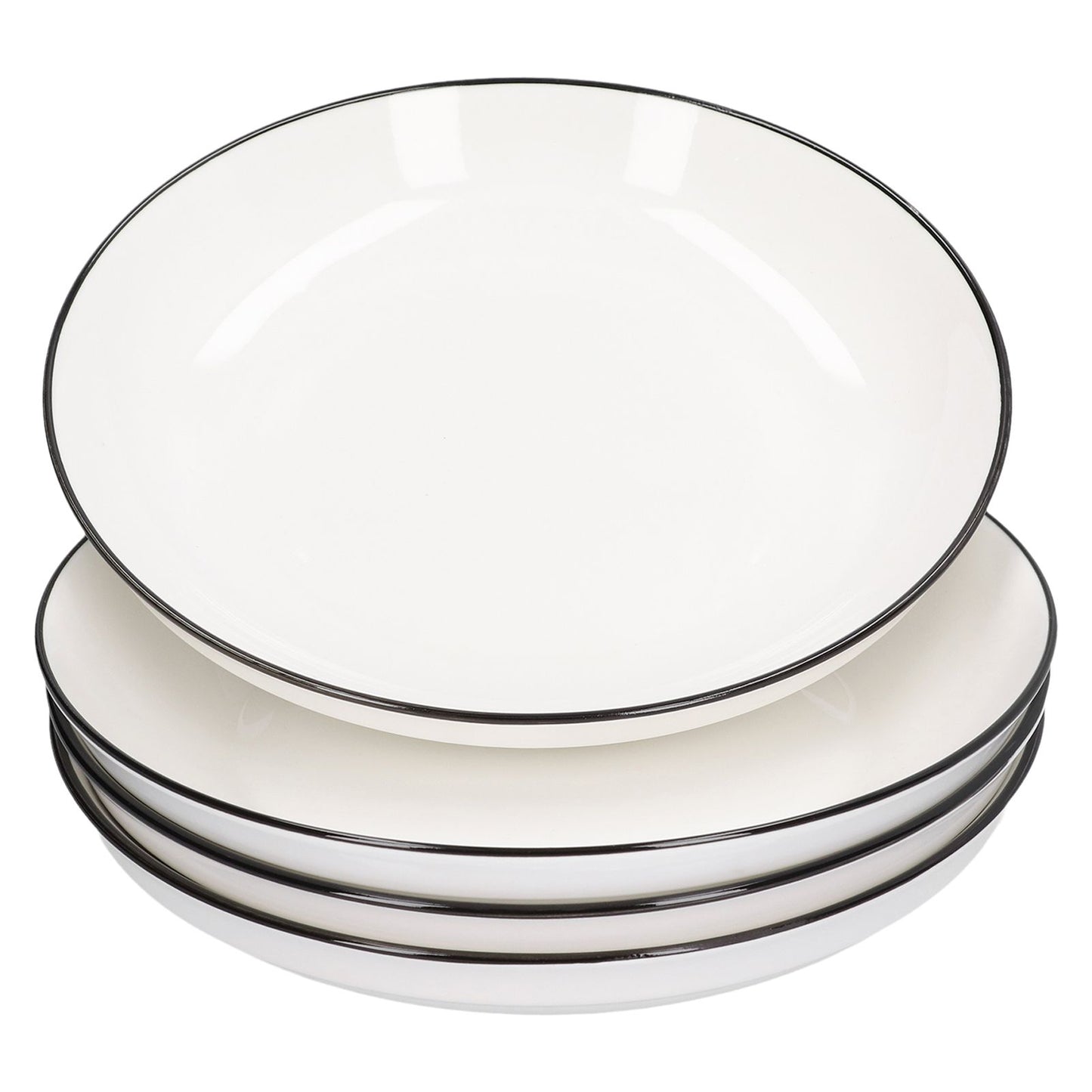 4Pcs Ceramic Dinner Plates Set Black Line Tableware 8 Inch Round Plate for Salads Steak Plate V1294-YM0523-3118210320911