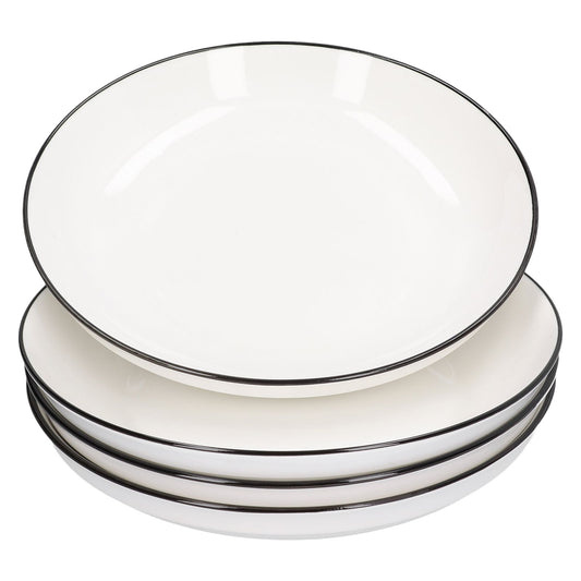 4Pcs Ceramic Dinner Plates Set Black Line Tableware 8 Inch Round Plate for Salads Steak Plate V1294-YM0523-3118210320911