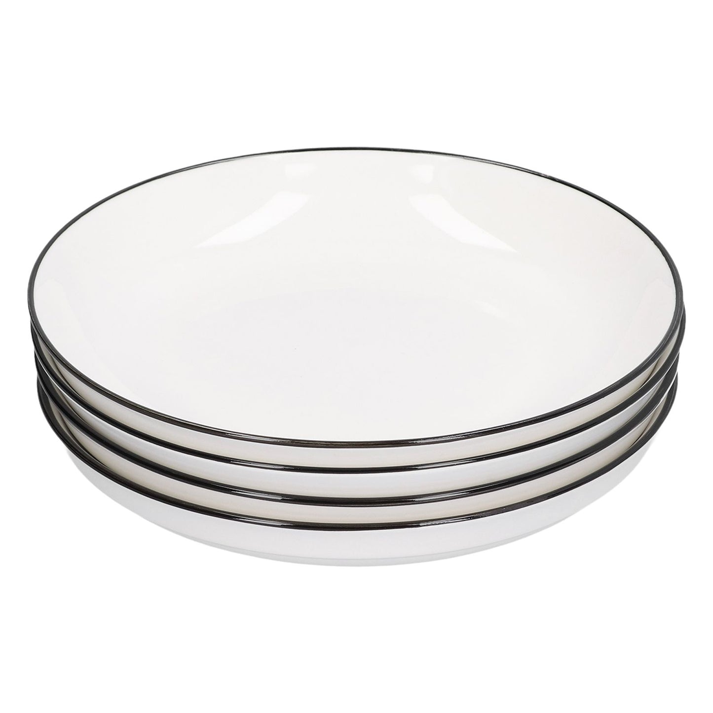 4Pcs Ceramic Dinner Plates Set Black Line Tableware 8 Inch Round Plate for Salads Steak Plate V1294-YM0523-3118210320911